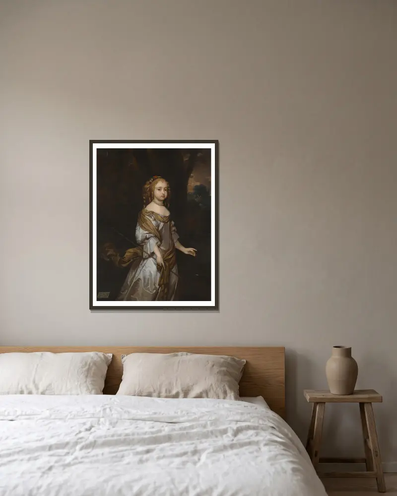 Porträtt av Lady Elizabeth Seymour (d. 1697) som barn av Sir Peter Lely inramad på en vägg