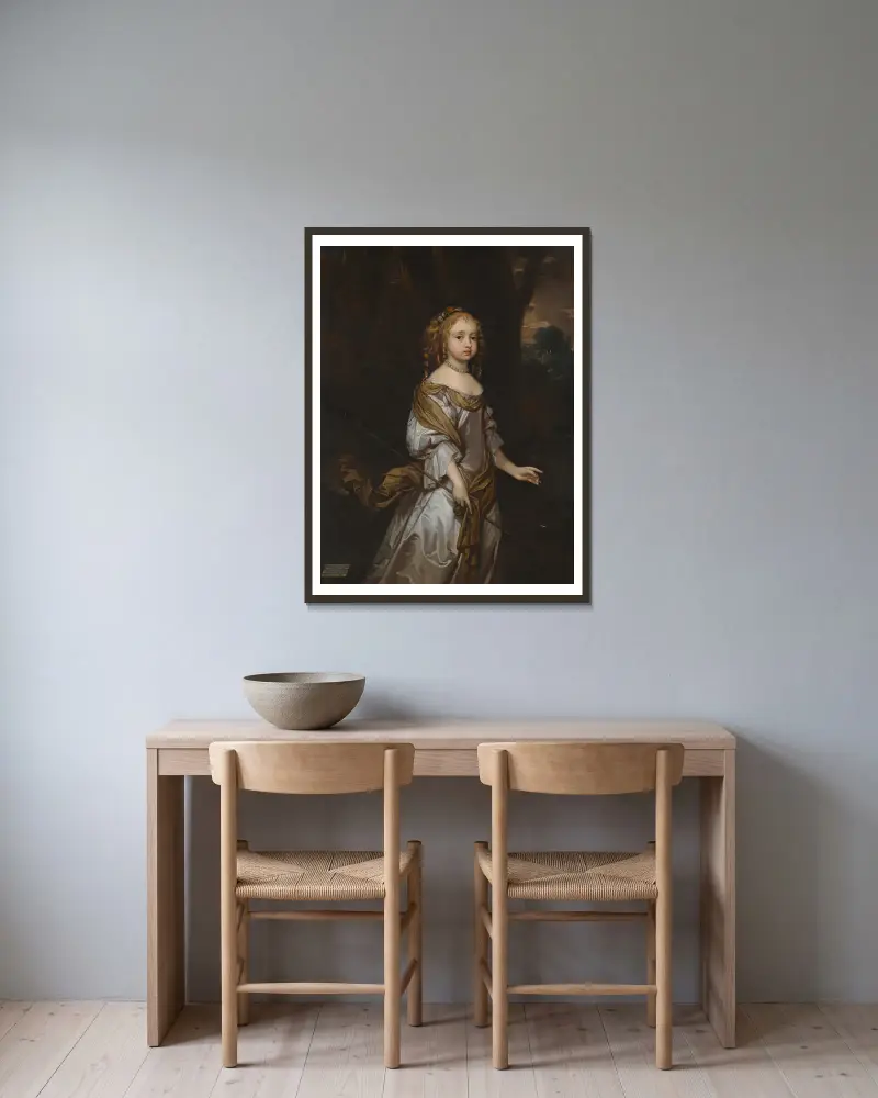 Porträtt av Lady Elizabeth Seymour (d. 1697) som barn av Sir Peter Lely inramad på en vägg
