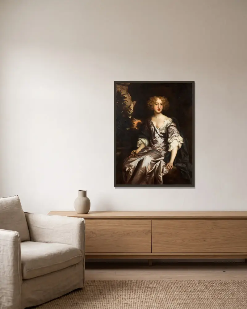 Porträt der Lady Elizabeth Strickland, geborene Pile von Sir Peter Lely gerahmt an einer Wand