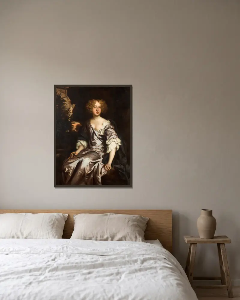Porträt der Lady Elizabeth Strickland, geborene Pile von Sir Peter Lely gerahmt an einer Wand