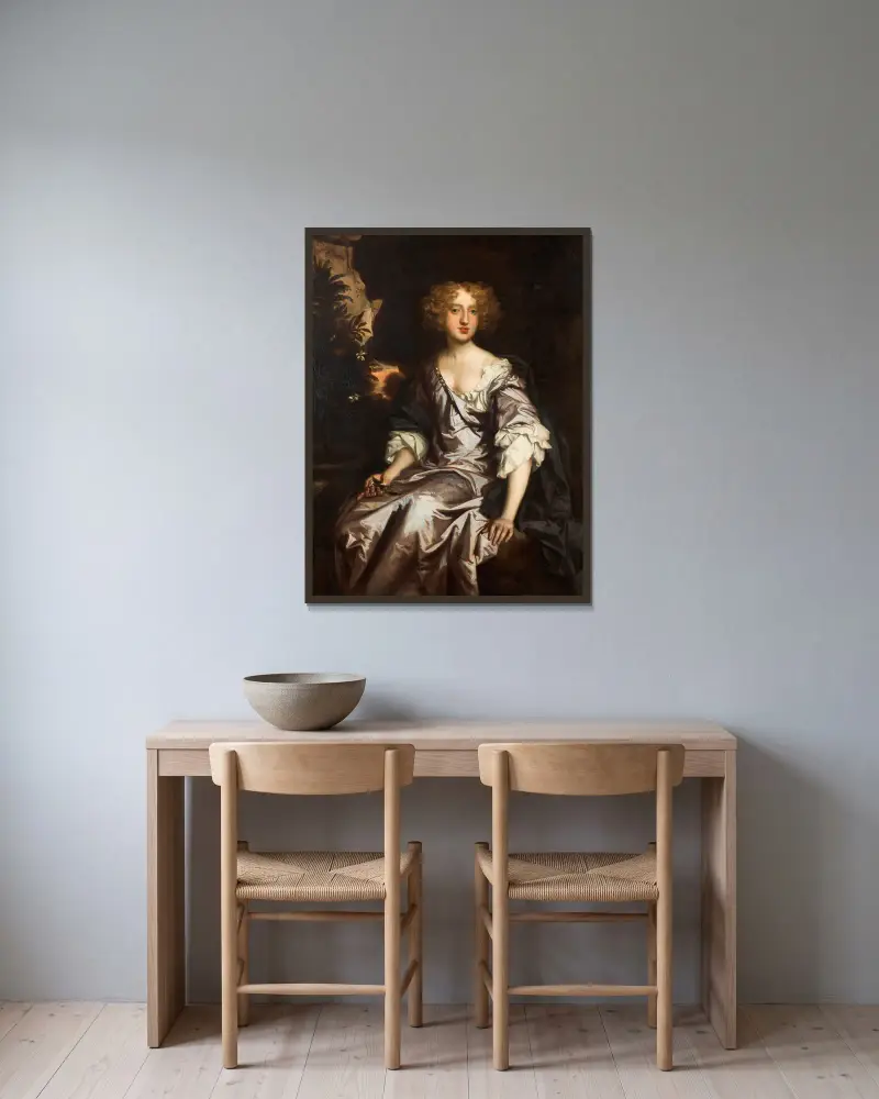 Porträt der Lady Elizabeth Strickland, geborene Pile von Sir Peter Lely gerahmt an einer Wand