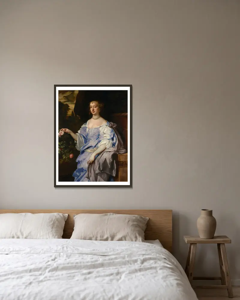 Porträtt av Lady Penelope Spencer av Sir Peter Lely inramad på en vägg