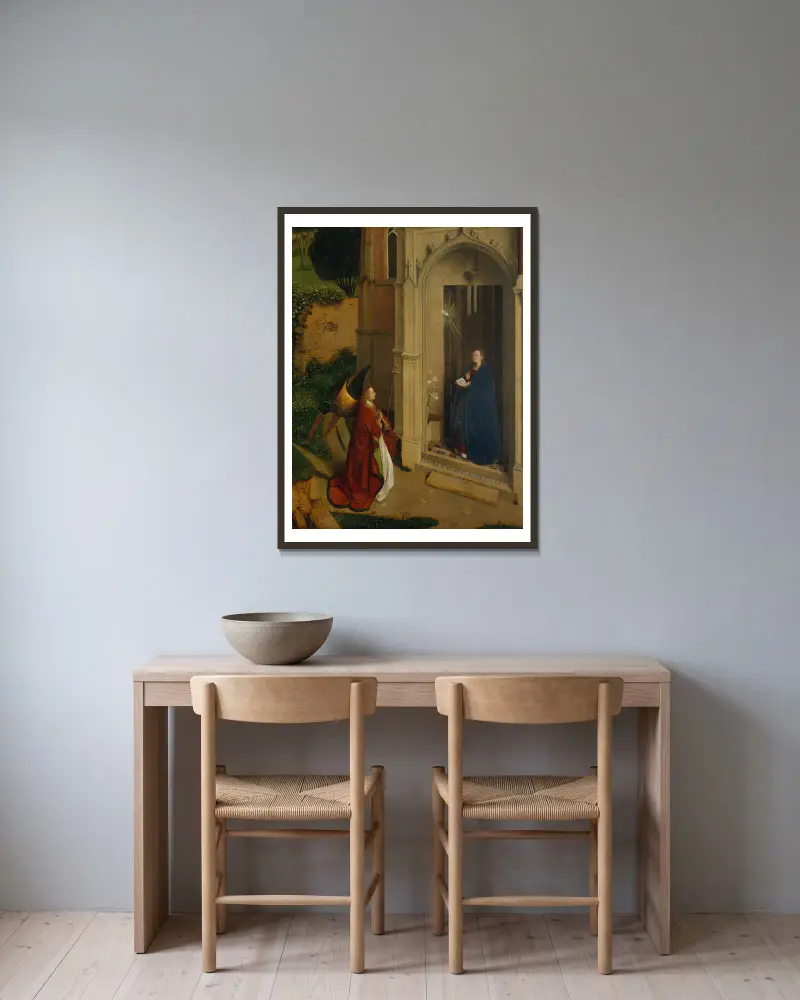 Verkündigung von Petrus Christus gerahmt an einer Wand