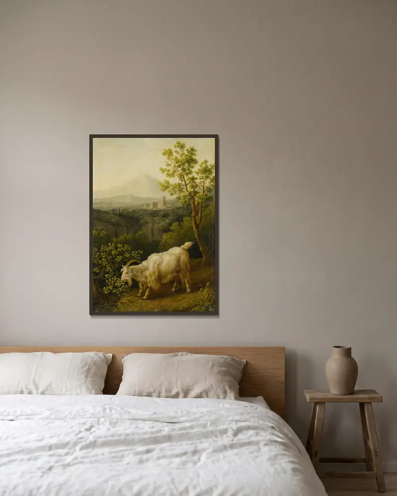 A Male Goat In An Italianate Landscape av Jacob Philipp Hackert inramad på en vägg