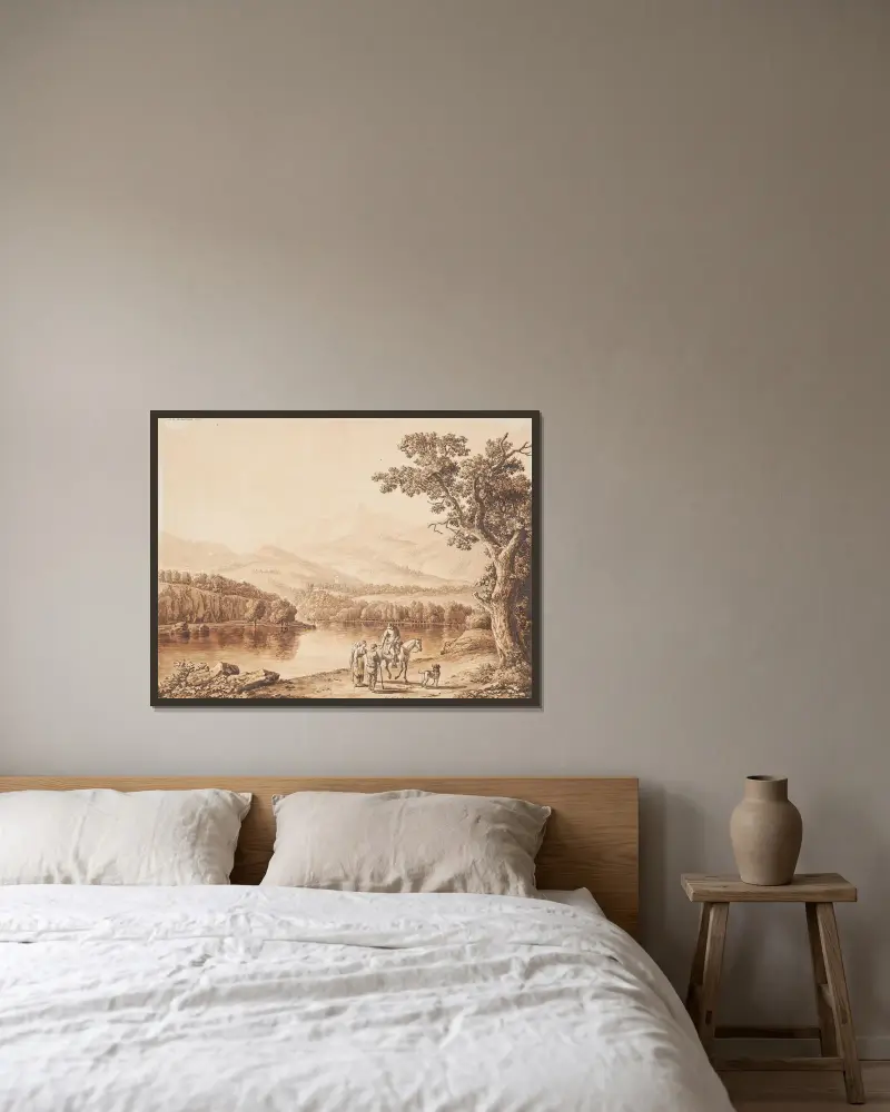 Landschaft bei Fossombrone av Jacob Philipp Hackert inramad på en vägg