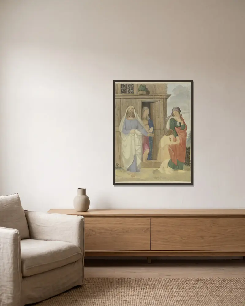 Hagars Vertreibung von Philipp Veit gerahmt an einer Wand