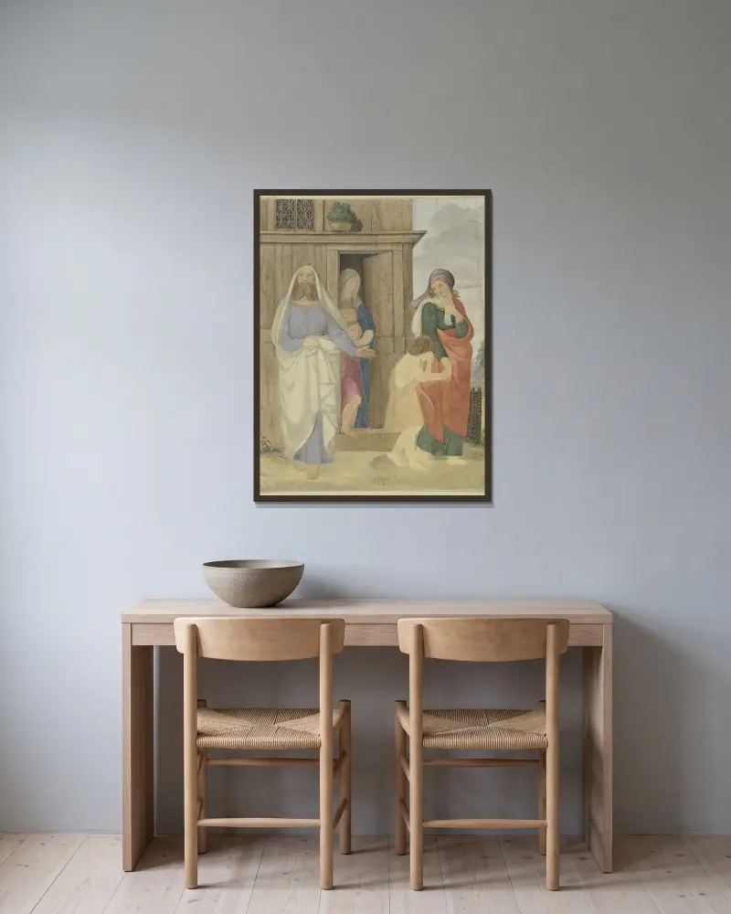 Hagars Vertreibung von Philipp Veit gerahmt an einer Wand
