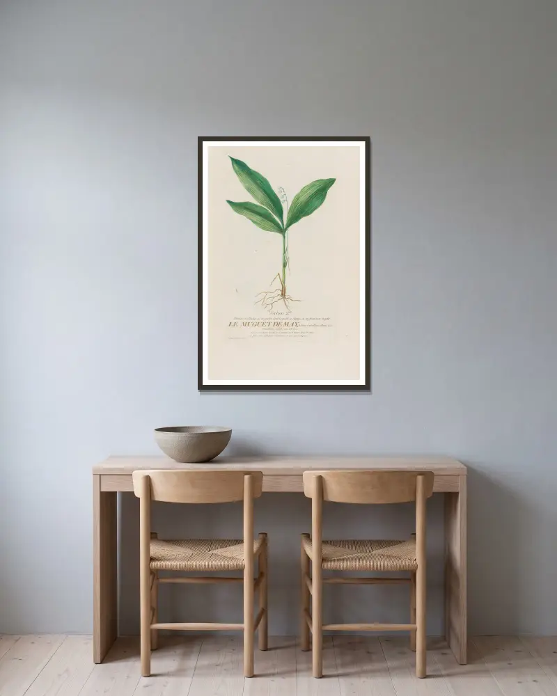 Le Muguet De May av Pierre Philippe Alyon inramad på en vägg