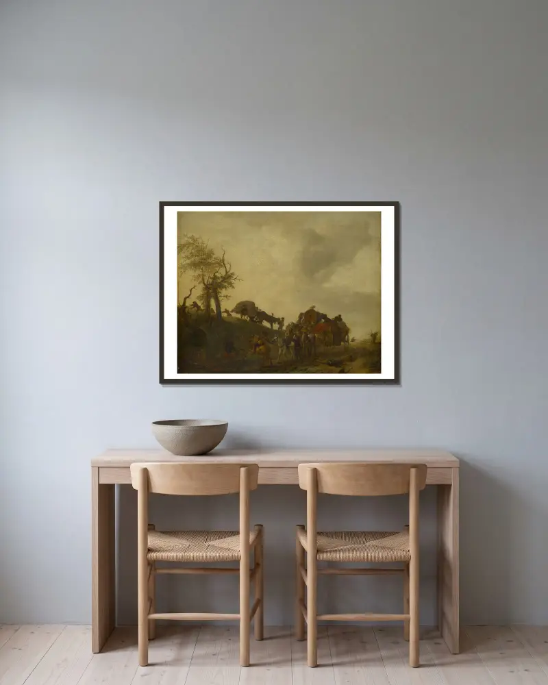 Přepadení cestujících, Philips Wouwerman v rámu na stěně