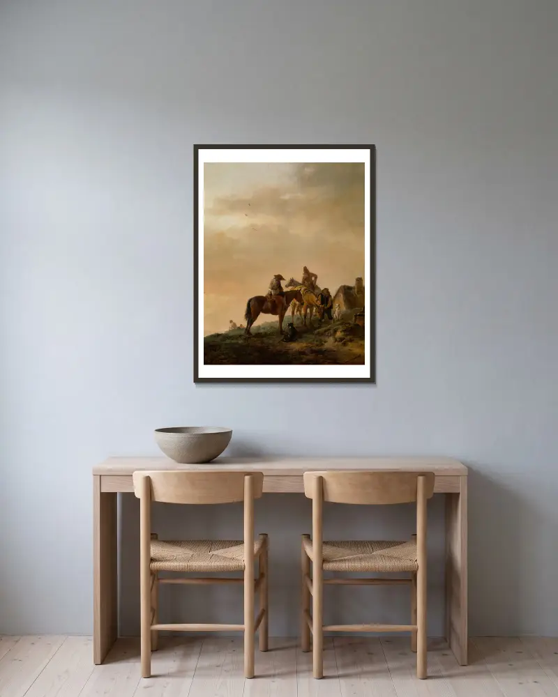Jezdcova zastávka, Philips Wouwerman v rámu na stěně