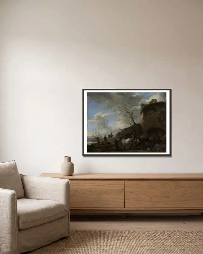 Jeźdźcy przy kuźni, Philips Wouwerman w ramie na ścianie