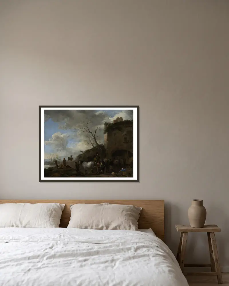 Jeźdźcy przy kuźni, Philips Wouwerman w ramie na ścianie