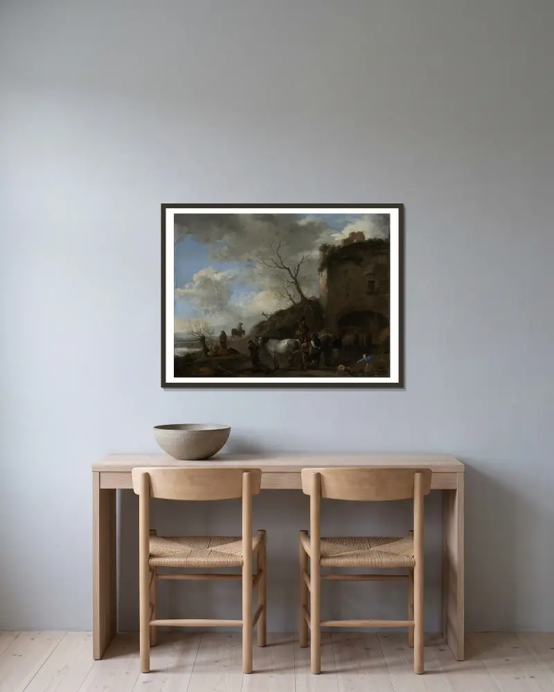 Jeźdźcy przy kuźni, Philips Wouwerman w ramie na ścianie
