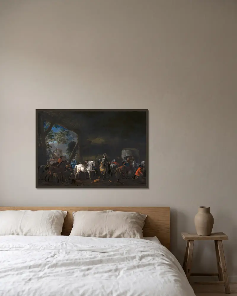 Příjezd do stáje, Philips Wouwerman v rámu na stěně