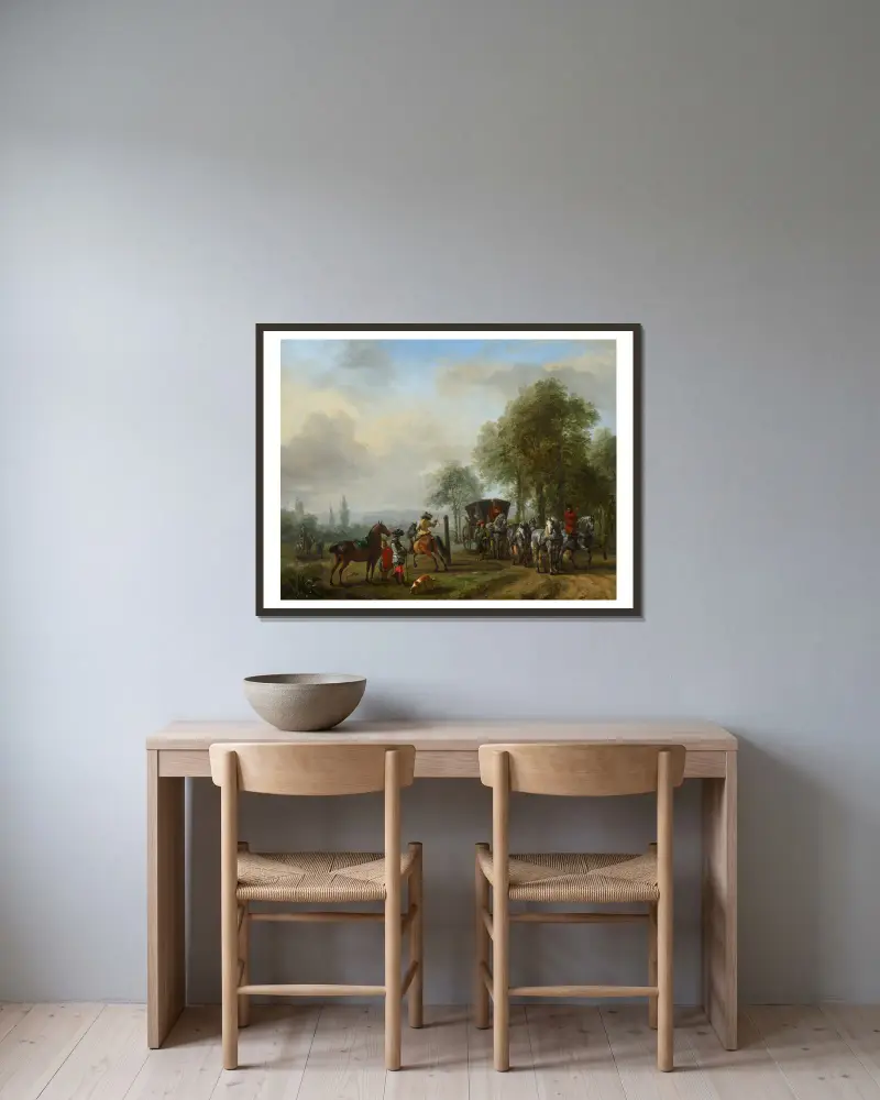 Szkoła jazdy konnej, 1660, Philips Wouwerman w ramie na ścianie