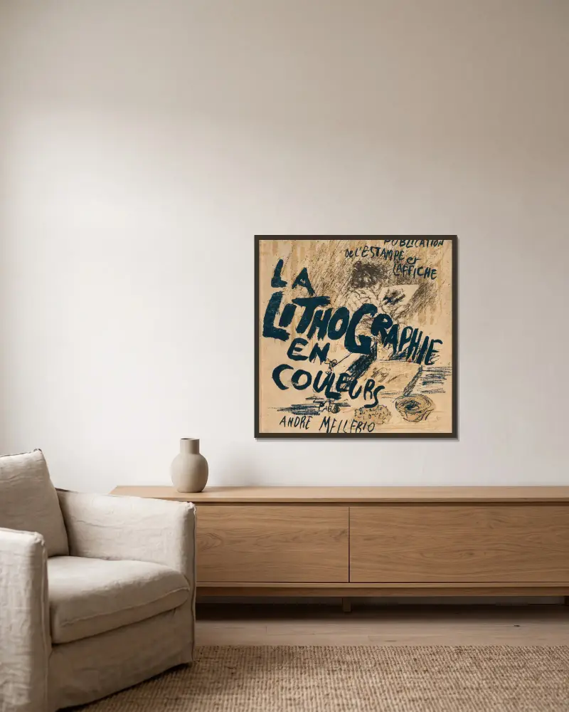 André Mellerio, La lithographie originale en couleurs av Pierre Bonnard inramad på en vägg