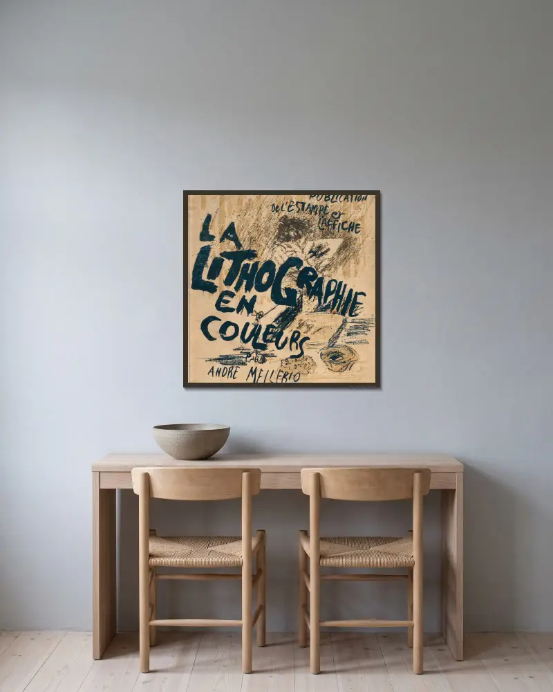 André Mellerio, La lithographie originale en couleurs av Pierre Bonnard inramad på en vägg