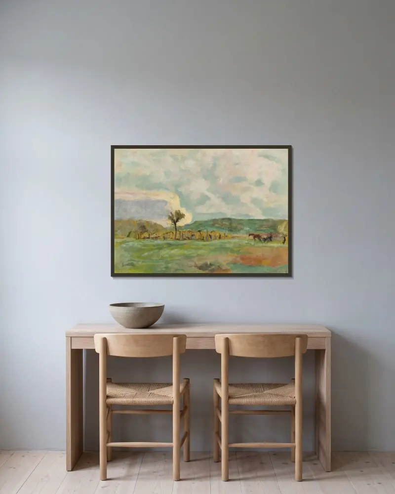 Krajina, orba, Pierre Bonnard v rámu na stěně