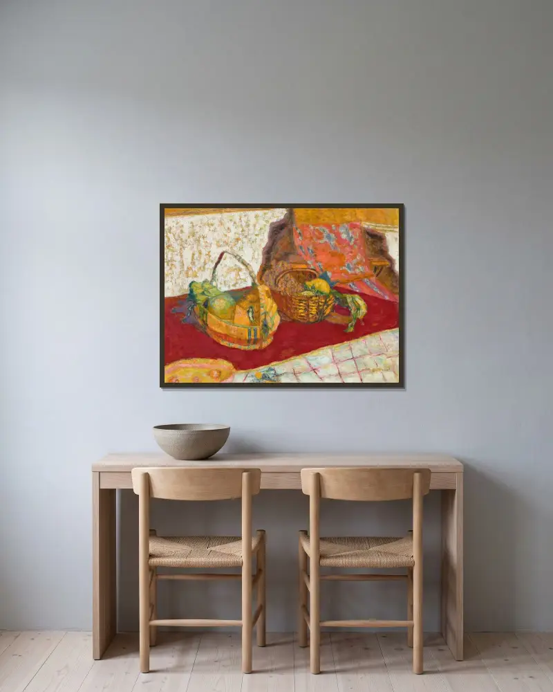 Deux corbeilles de fruits av Pierre Bonnard inramad på en vägg
