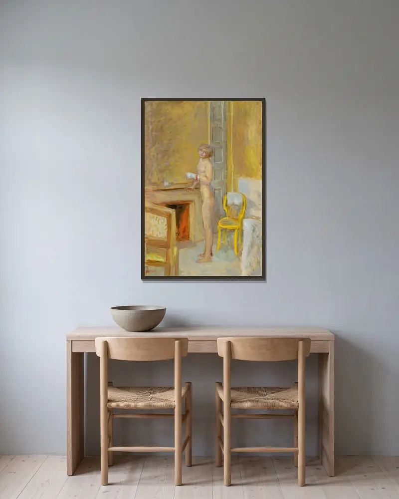 Frau mit Waschlappen von Pierre Bonnard gerahmt an einer Wand