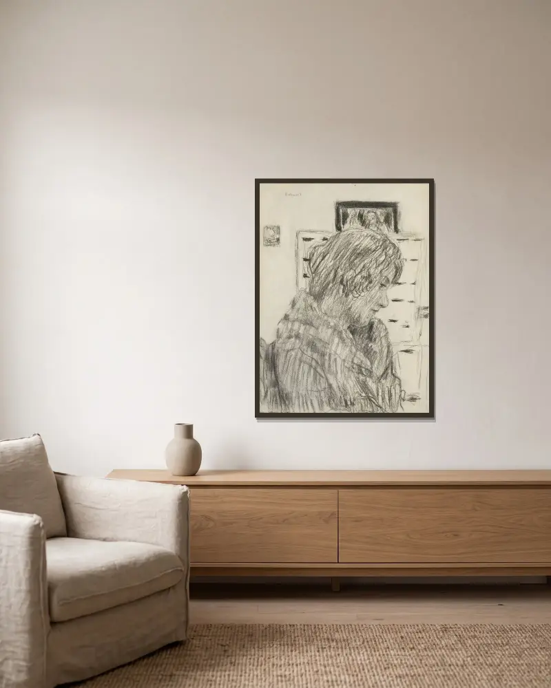 Frau im Profil (Renée Monchaty) von Pierre Bonnard gerahmt an einer Wand