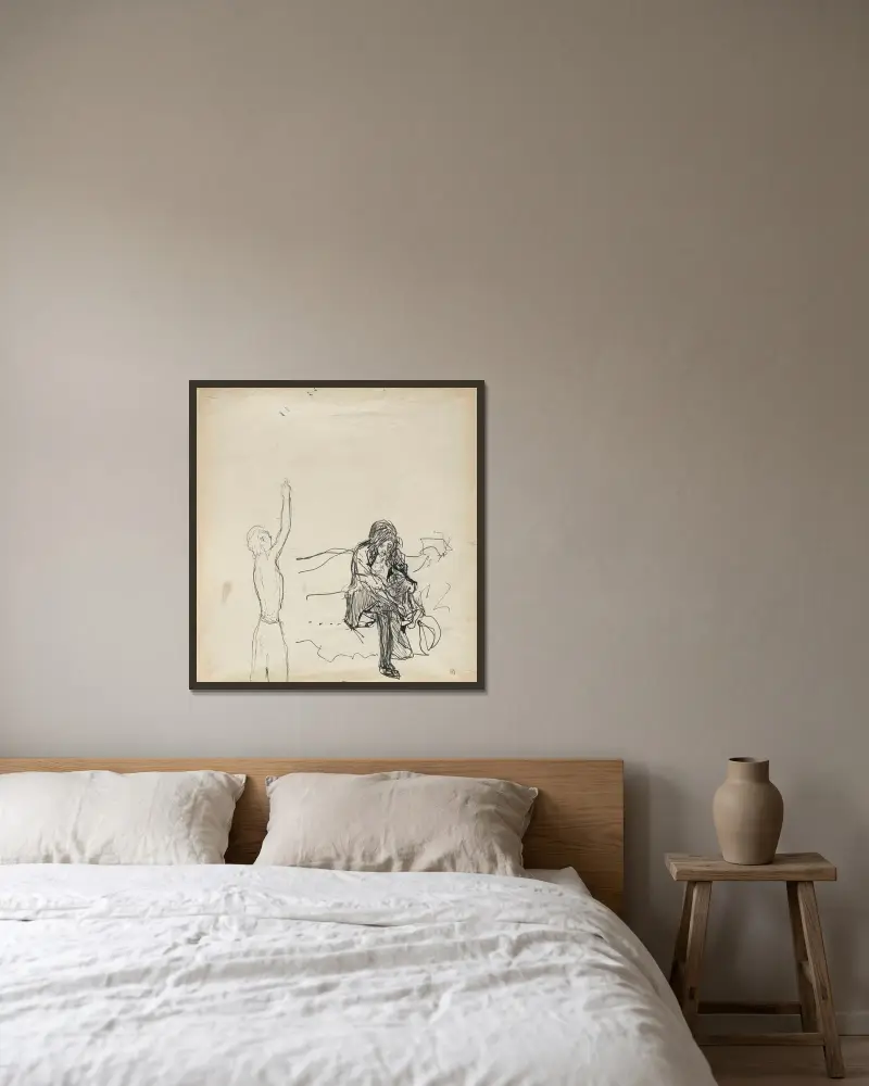 Kvinna som trär på sig sina strumpor av Pierre Bonnard inramad på en vägg