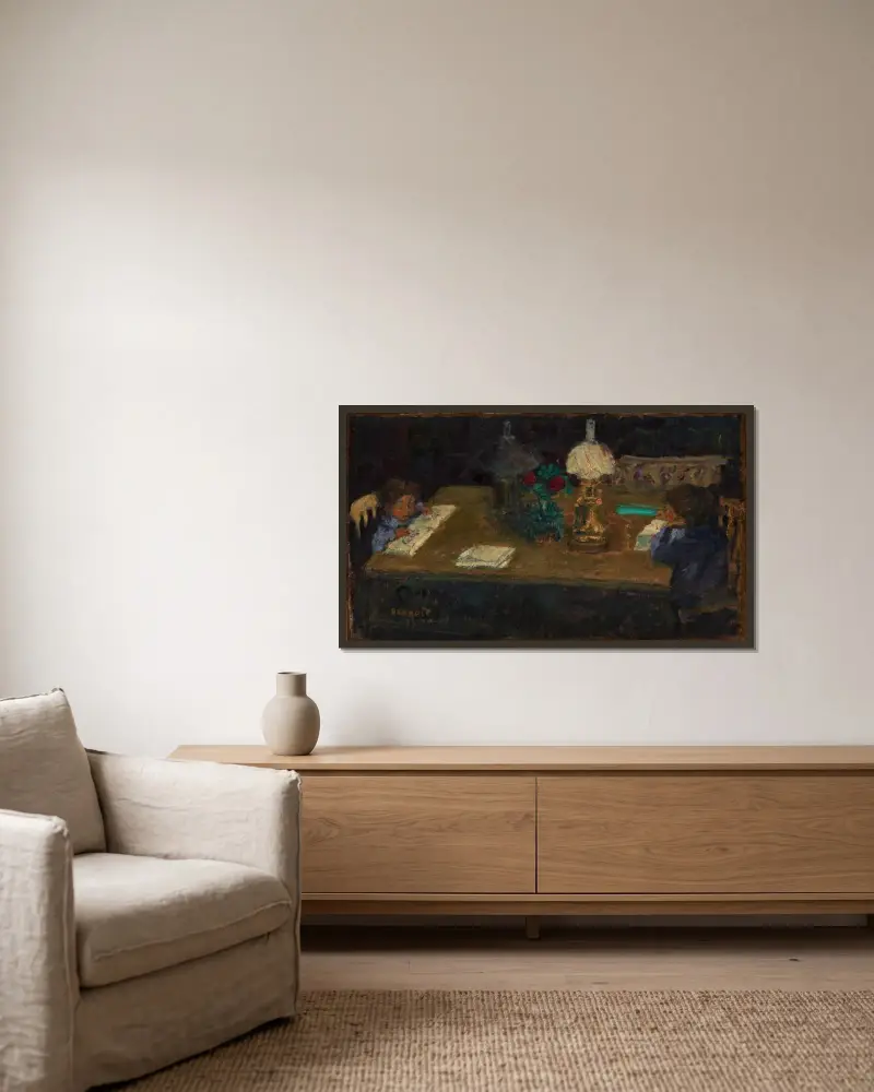 Wnętrze; Dzieci na tarasie, Pierre Bonnard w ramie na ścianie