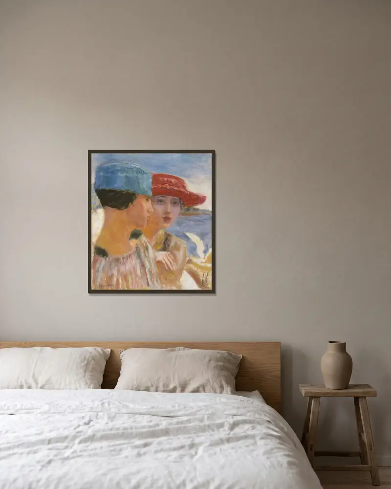 Jeunes filles à la mouette av Pierre Bonnard inramad på en vägg
