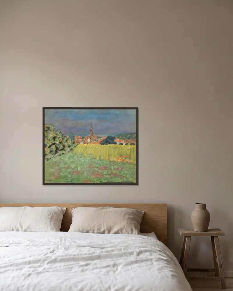 Le Champ De Blé Devant L’église av Pierre Bonnard inramad på en vägg