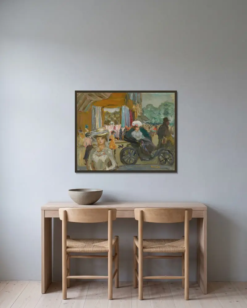 Le Fiacre av Pierre Bonnard inramad på en vägg