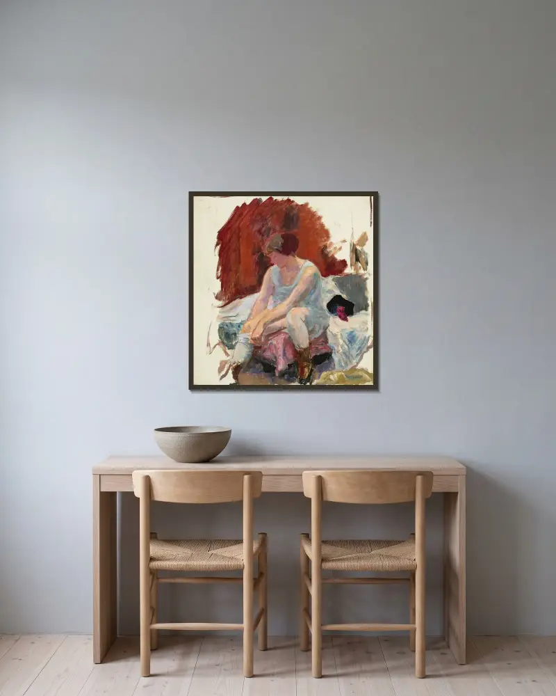 Le lever, les bas av Pierre Bonnard inramad på en vägg