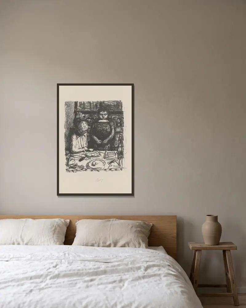 Le menu av Pierre Bonnard inramad på en vägg