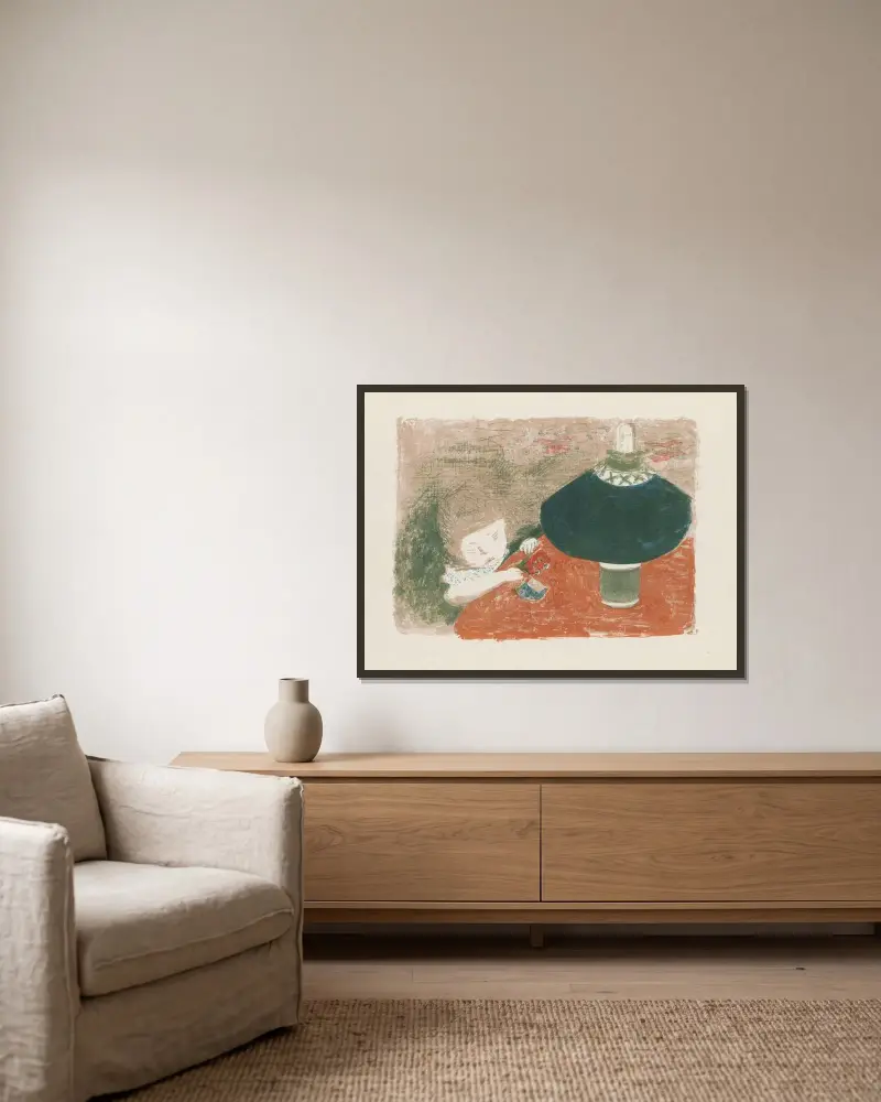 Dziecko przy lampie, Pierre Bonnard w ramie na ścianie