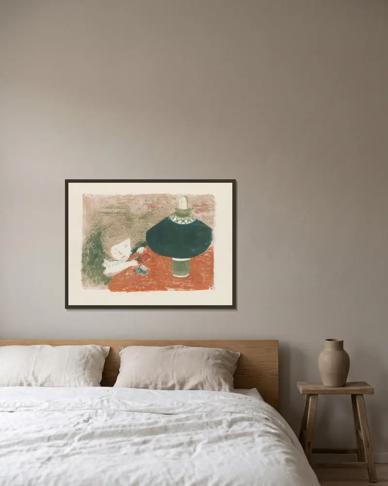 Dziecko przy lampie, Pierre Bonnard w ramie na ścianie