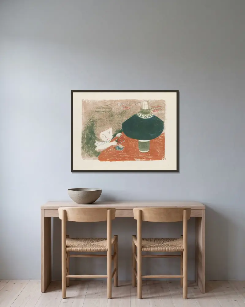Dziecko przy lampie, Pierre Bonnard w ramie na ścianie