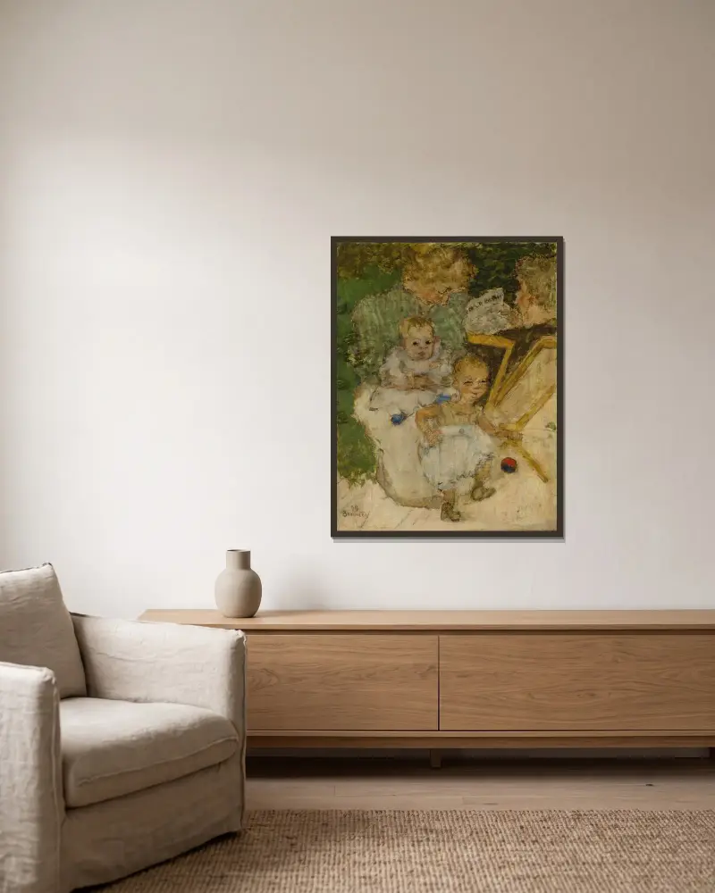 Die Mütter (Die Familie Cottet) von Pierre Bonnard gerahmt an einer Wand