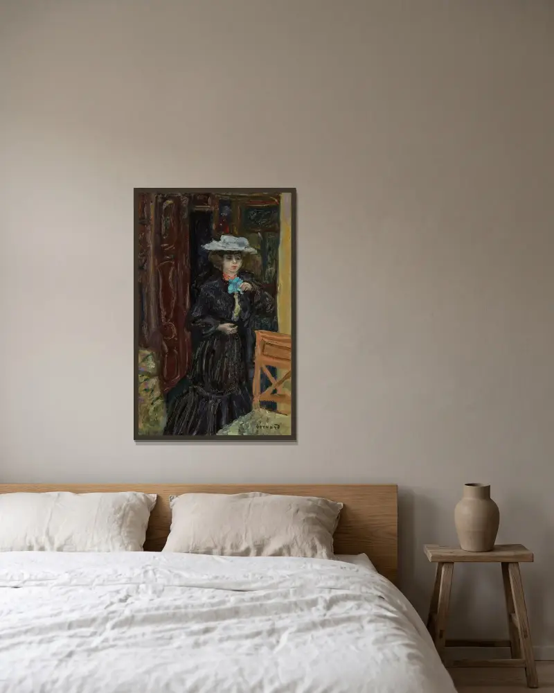 Marthe au chapeau blanc av Pierre Bonnard inramad på en vägg