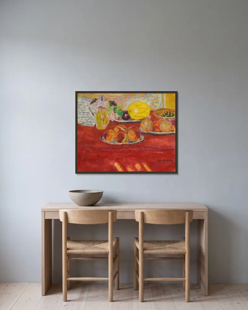 Nature morte au melon av Pierre Bonnard inramad på en vägg