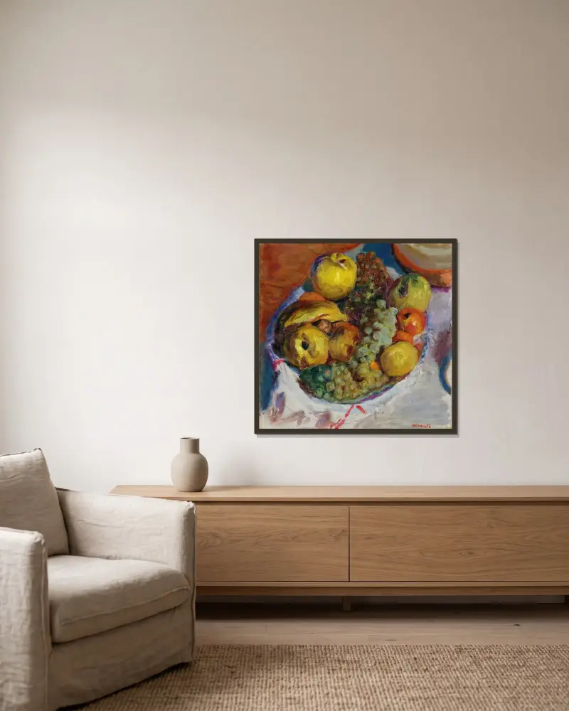 Nature Morte, Trois Grappes De Raisin av Pierre Bonnard inramad på en vägg