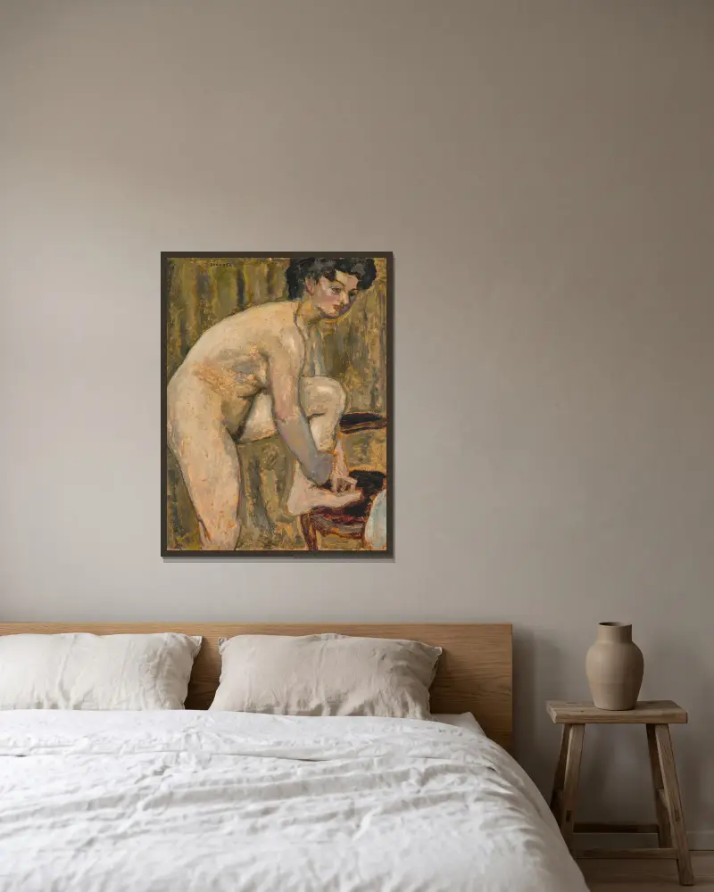 Nude av Pierre Bonnard inramad på en vägg