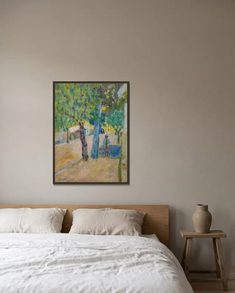 Figur under ett träd av Pierre Bonnard inramad på en vägg
