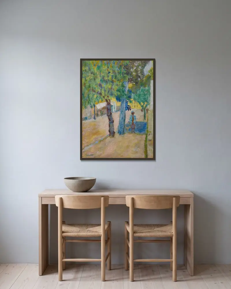 Figur under ett träd av Pierre Bonnard inramad på en vägg
