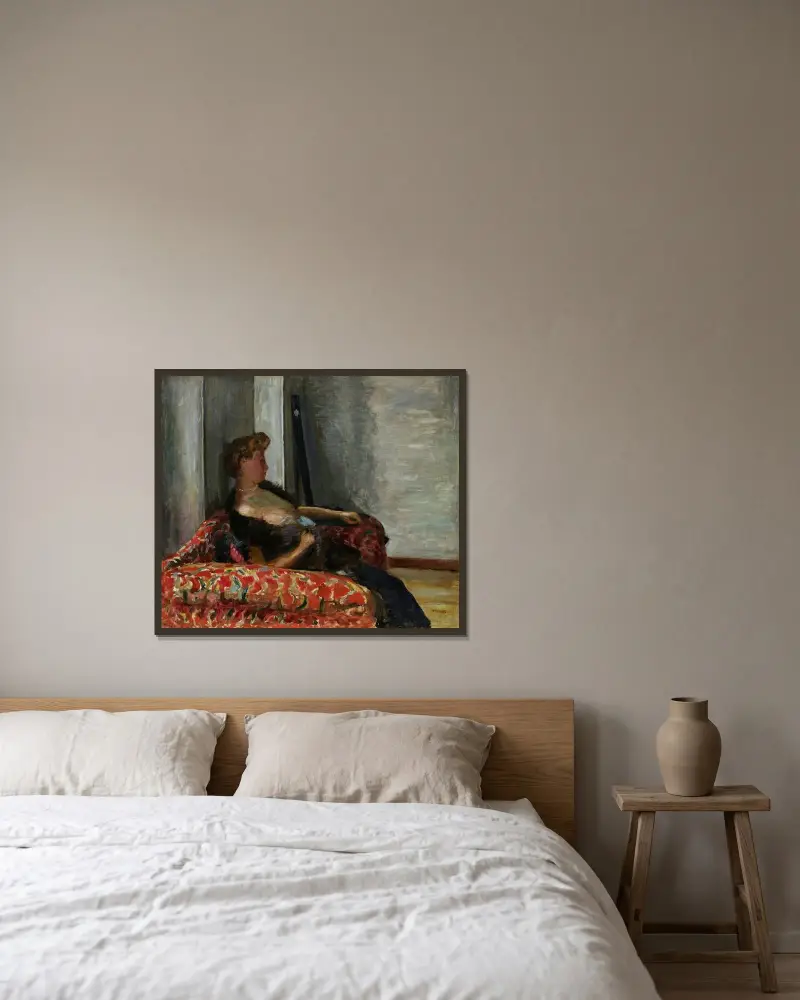 Portrait de femme av Pierre Bonnard inramad på en vägg