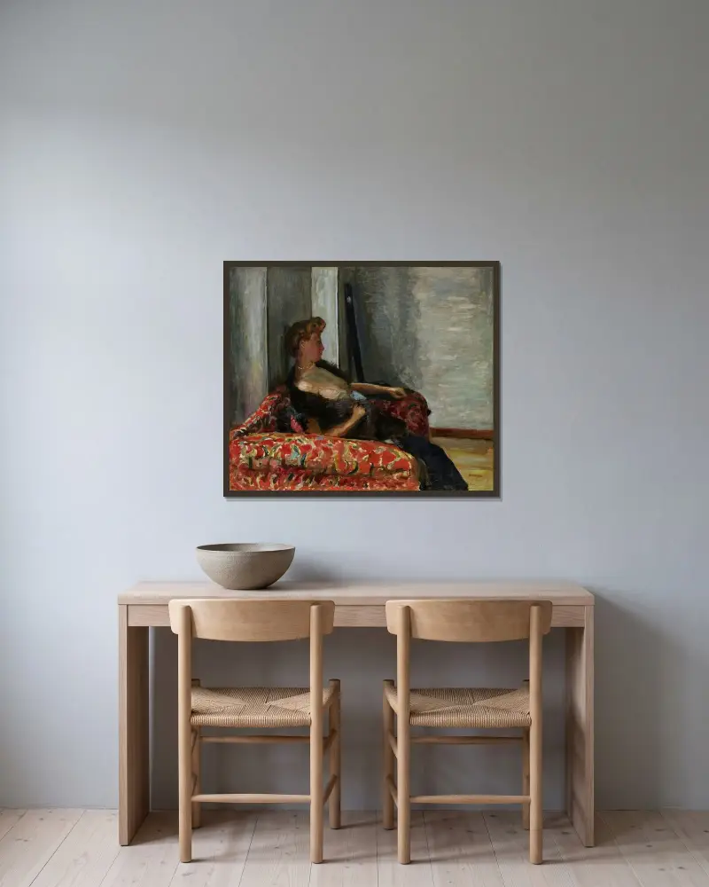 Portrait de femme av Pierre Bonnard inramad på en vägg