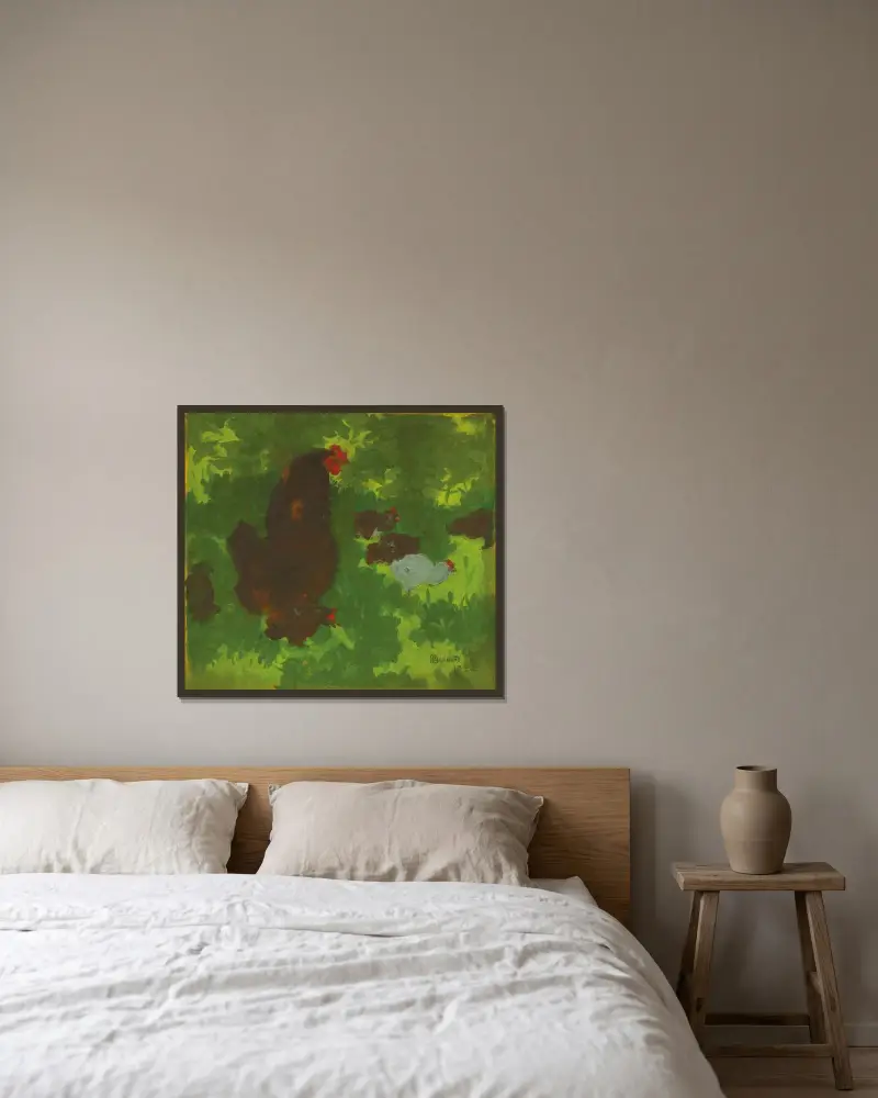 Poule et poussins av Pierre Bonnard inramad på en vägg