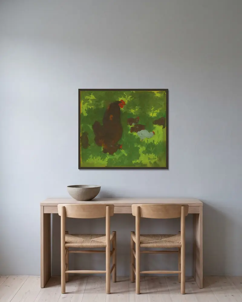 Poule et poussins av Pierre Bonnard inramad på en vägg