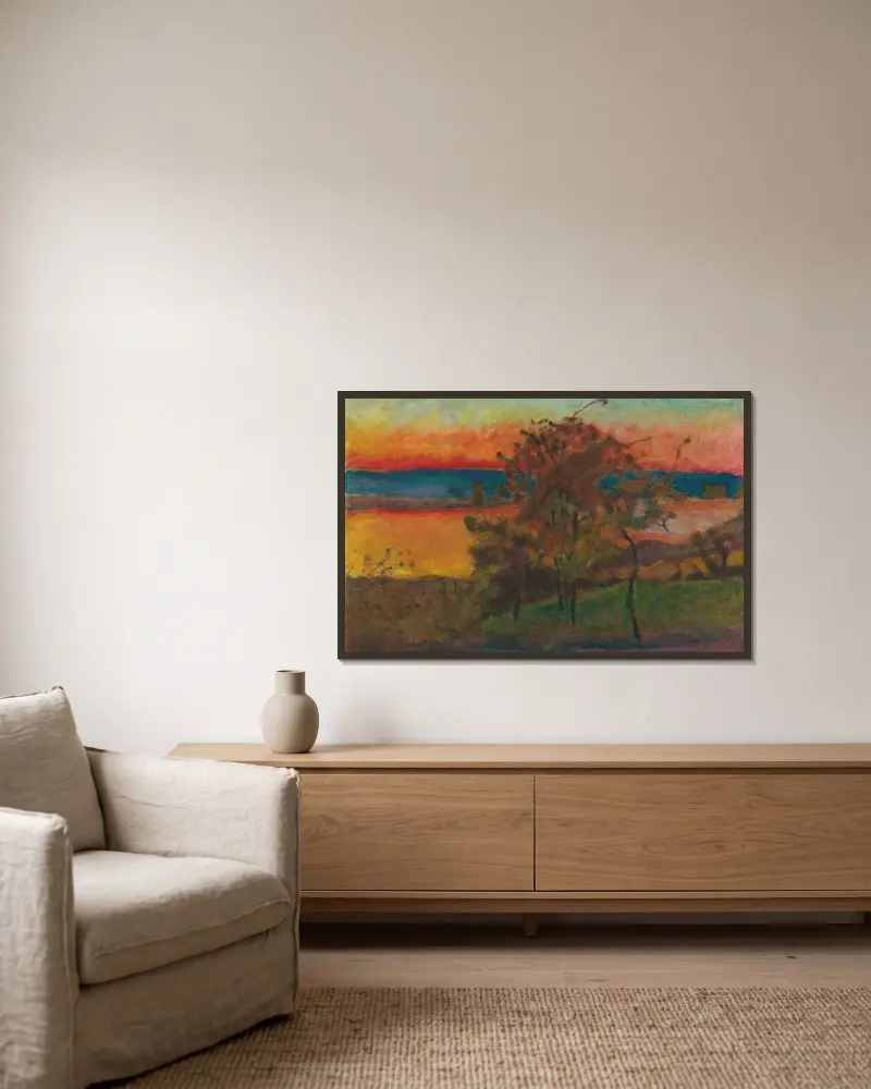 Soleil Couchant av Pierre Bonnard inramad på en vägg