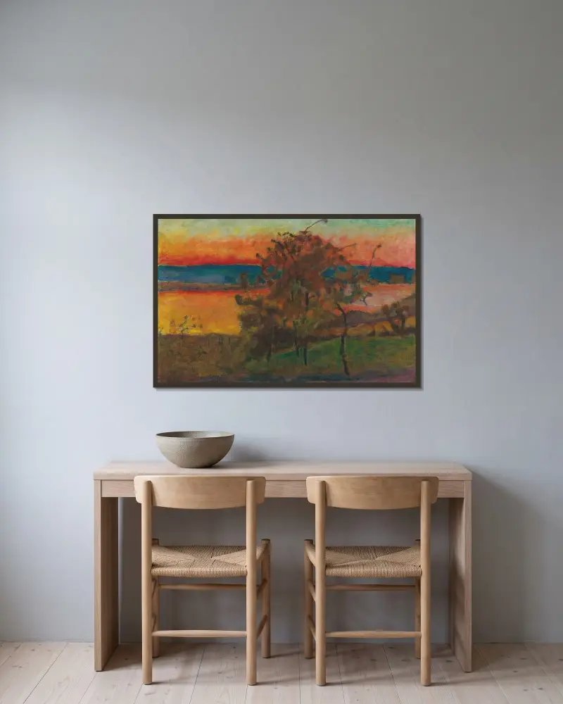 Soleil Couchant av Pierre Bonnard inramad på en vägg