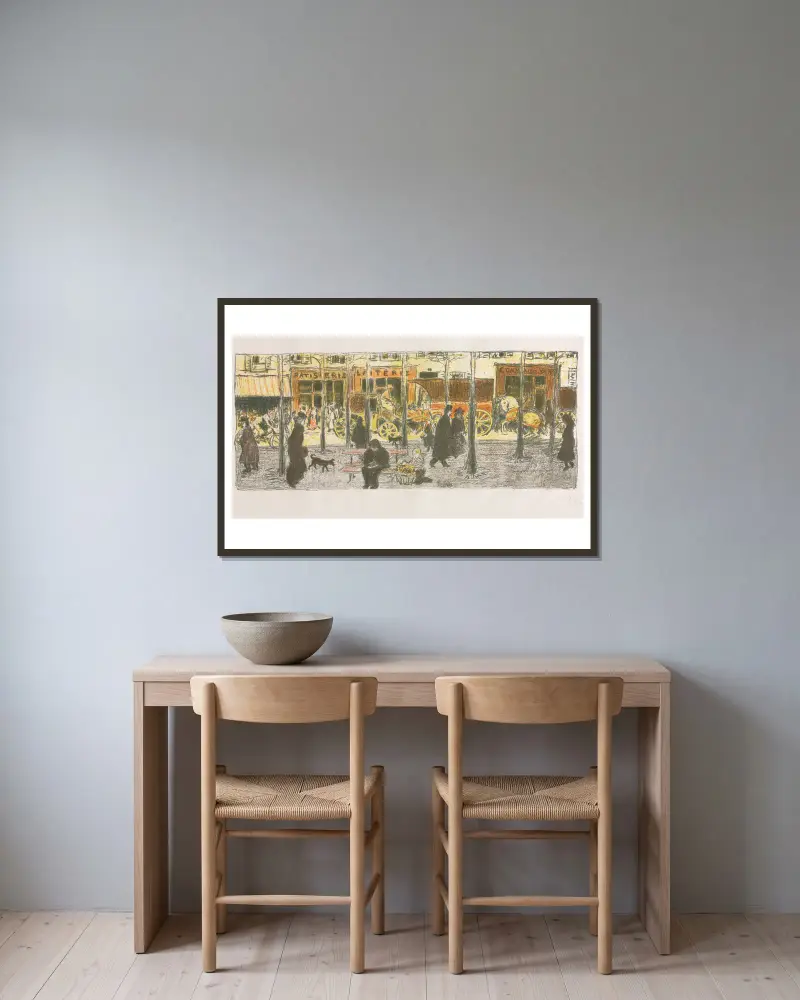 Några aspekter av parisiskt liv, boulevard av Pierre Bonnard inramad på en vägg