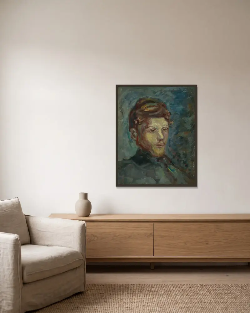 Huvud av ung skäggig man av Pierre Bonnard inramad på en vägg